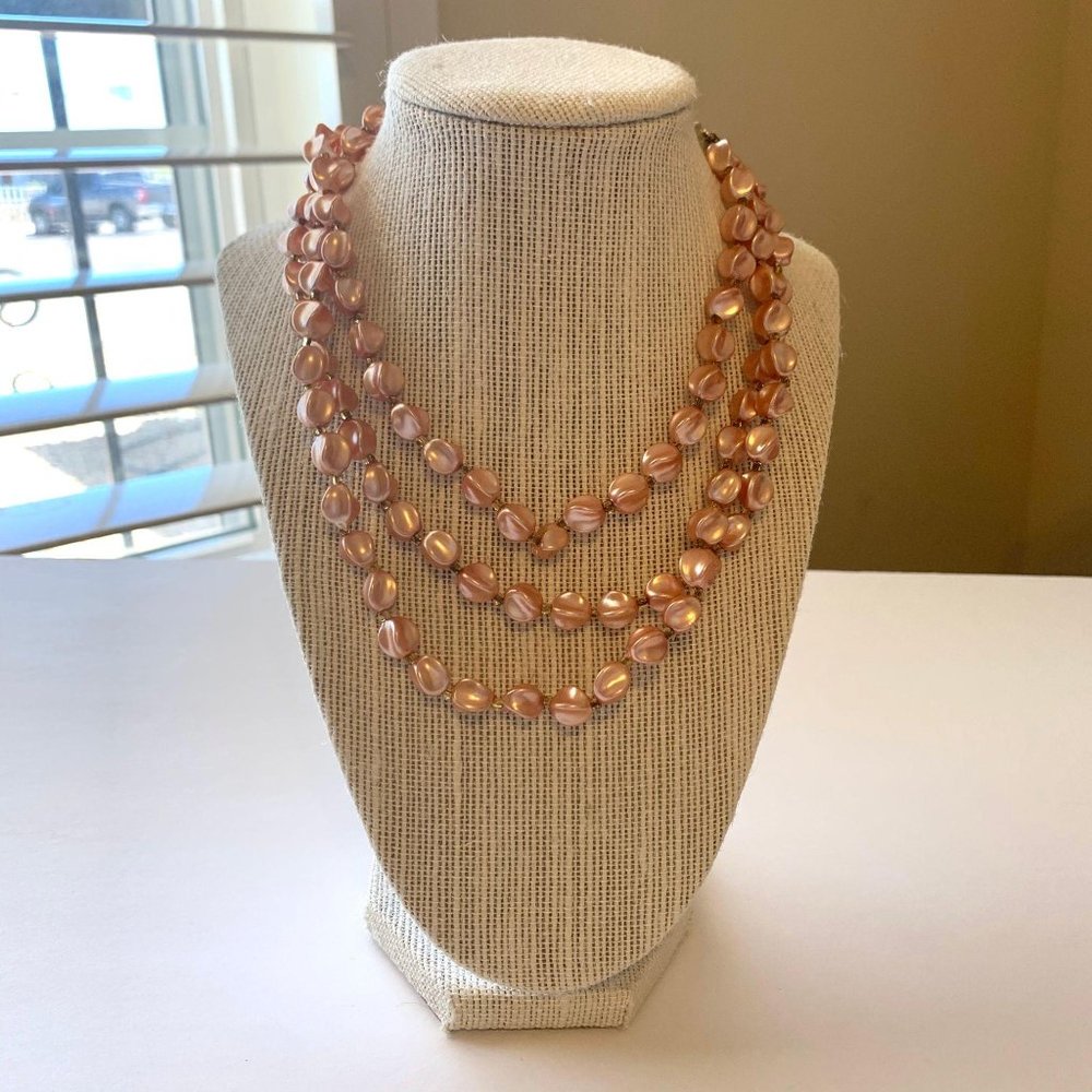 Vintage Hong Kong Multi Strand Faux Pearl Necklace